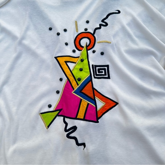 Vintage Retro 80s 90s Bright Color Embroidered Cardigan, Women’s Size Large - Picture 5 of 9